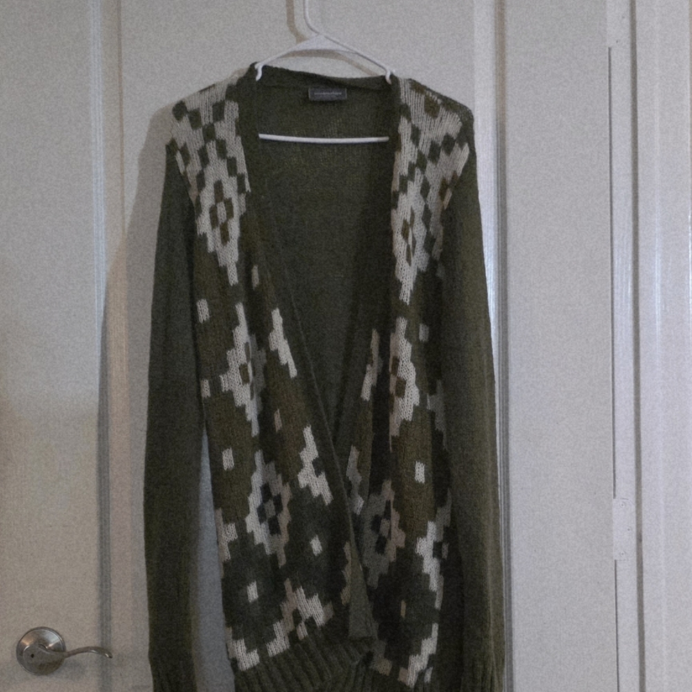 Wooden Ships Olive Green Patterned Women's Sweater